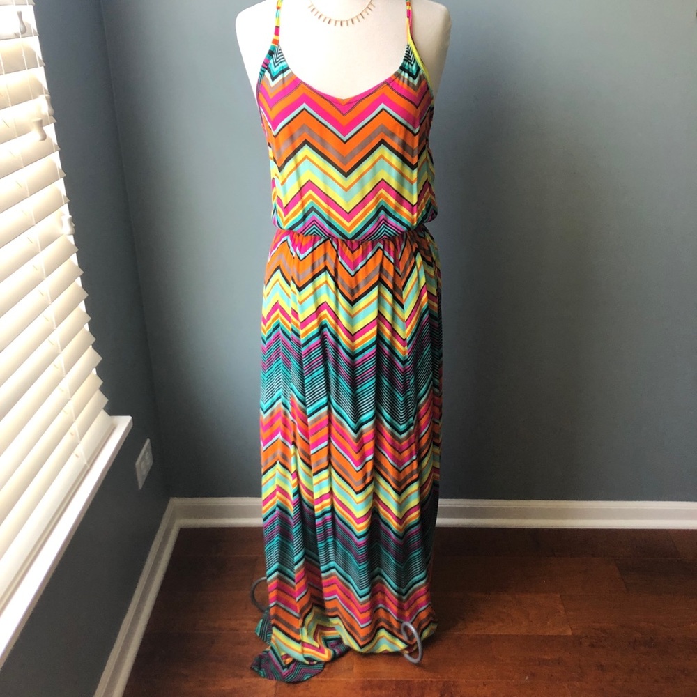 Ella Moss Colorful Zigzag Printed Maxi Dress